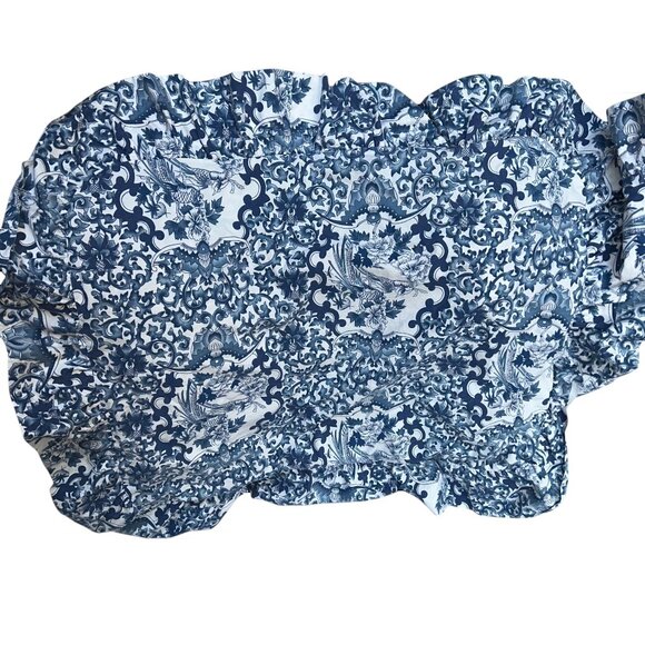Ralph Lauren Porcelain blue white DUVET 2 Ruffle Queen Sham pillow covers set 3 - Picture 9 of 10